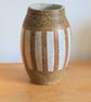 Ceramic vase, speckled brown clay handmade.