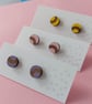 Round colourful curve wooden stud earrings - Image 2