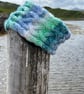 Hand knitted, lined headband featuring Celtic knot pattern SUMMER SEA - Image 2