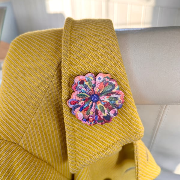 Flower Wood Pin Badge