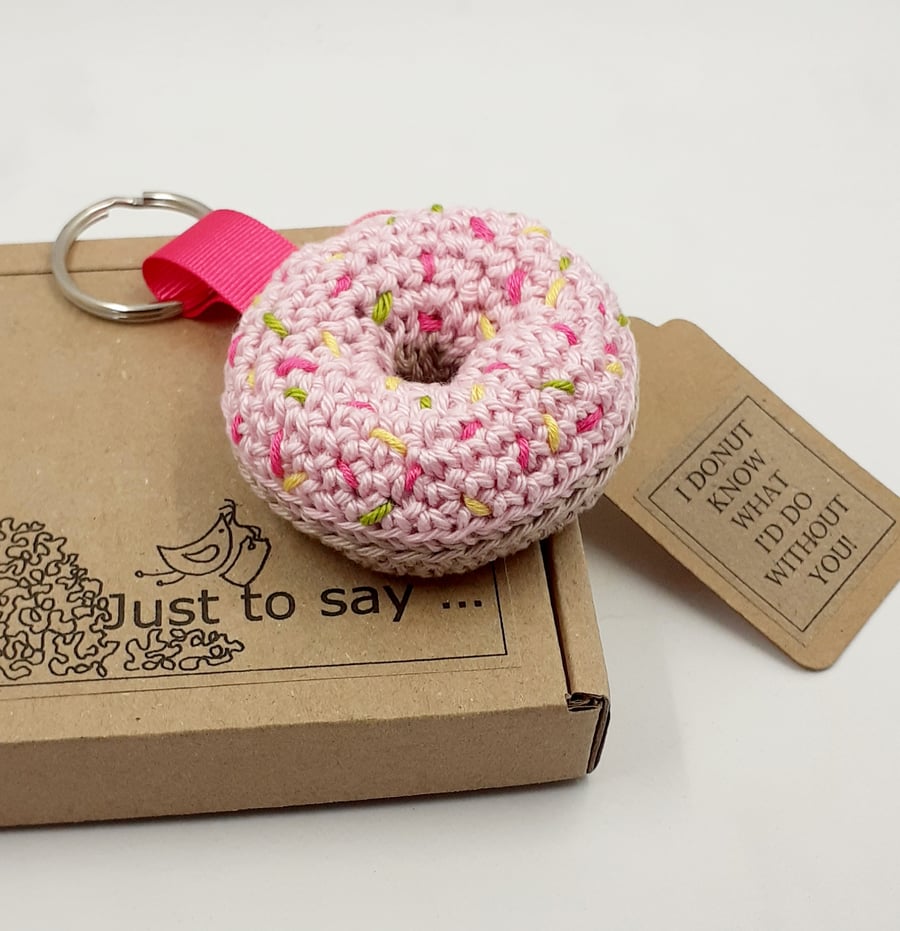 Crochet Donut Keyring  - Alternative to a Greetings Card 