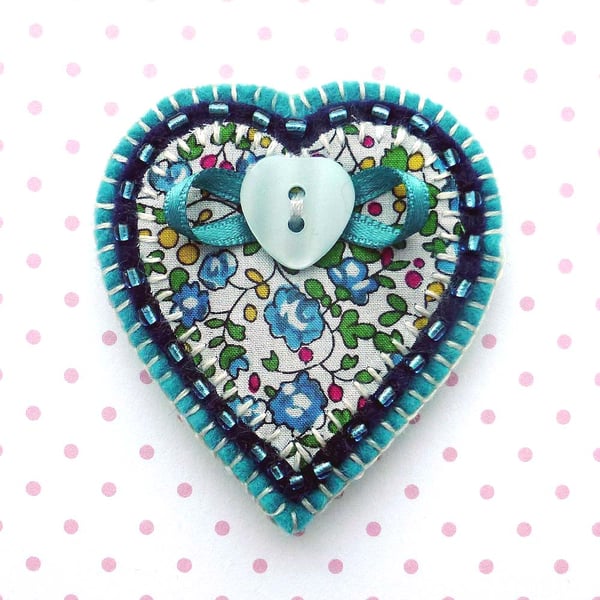 Felt Valentine Heart Brooch