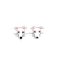 Small White Whippet Stud Earrings - Handmade - Image 3