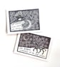 Magpie and Zebra Cards - Set of 2 - SALE READY TO SHIP