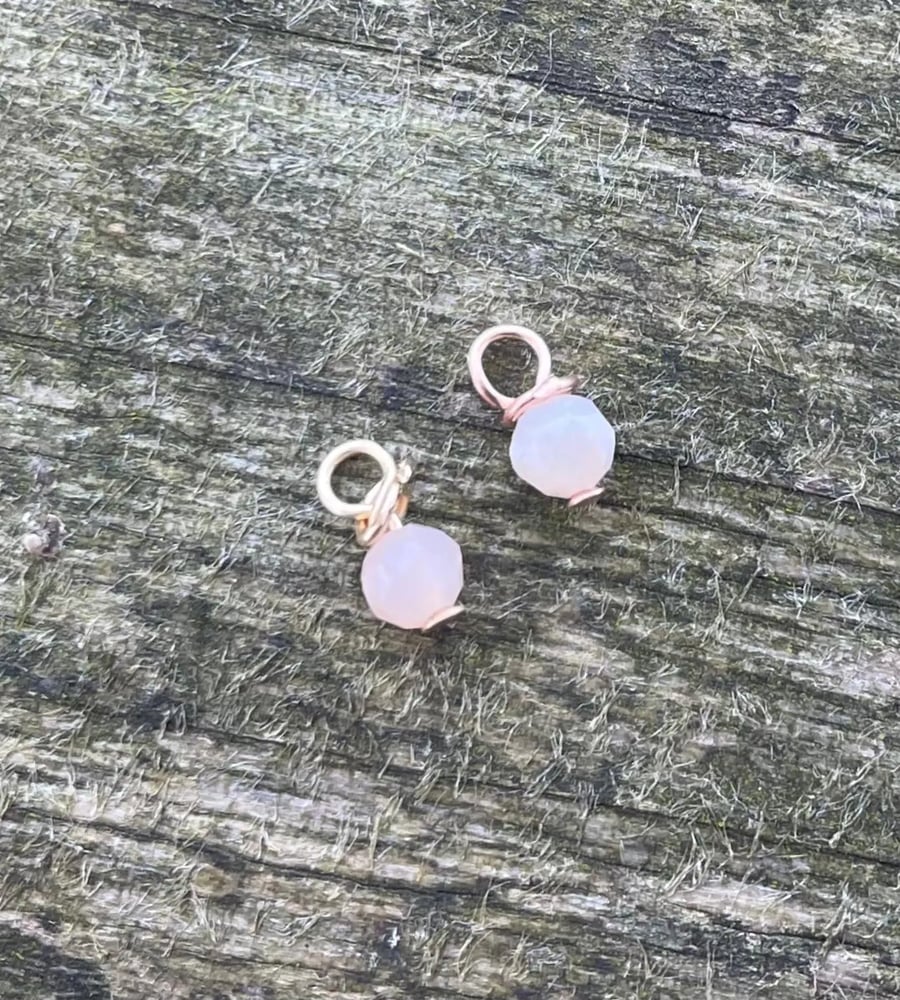 9ct Gold and Faceted Small 3mm Pink Opal Charms 