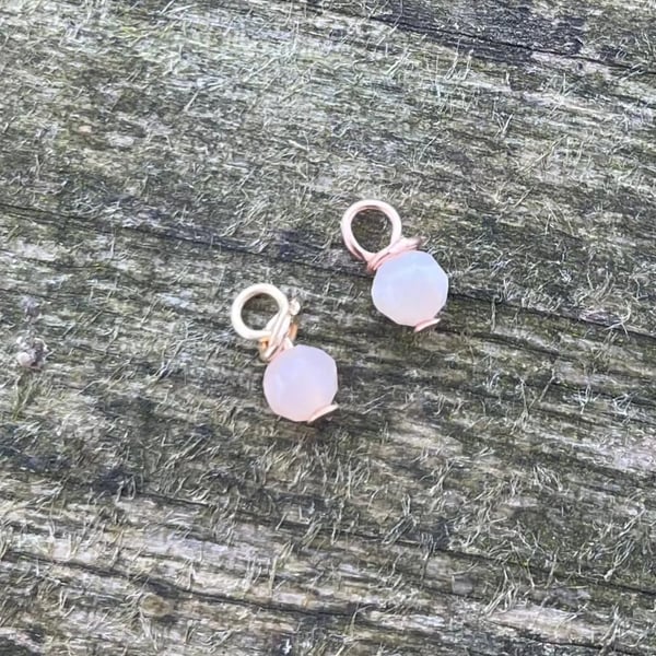 9ct Gold and Faceted Small 3mm Pink Opal Charms 