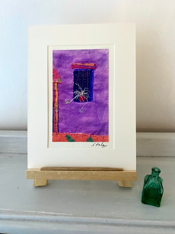 Spider plant in the window, original art print