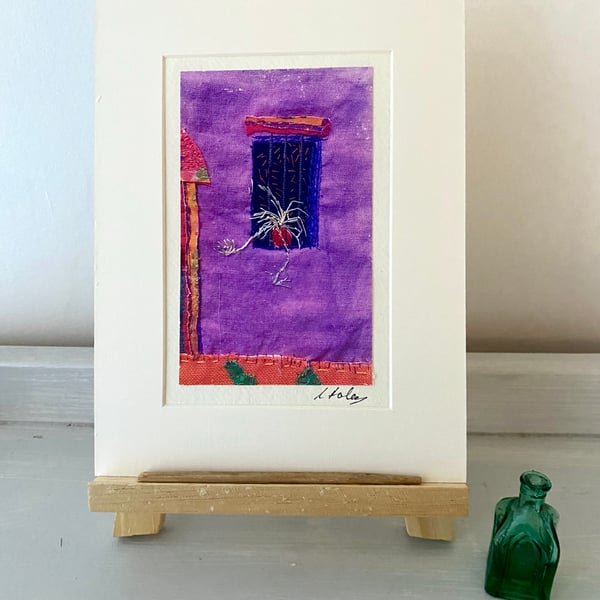 Spider plant in the window, original art print