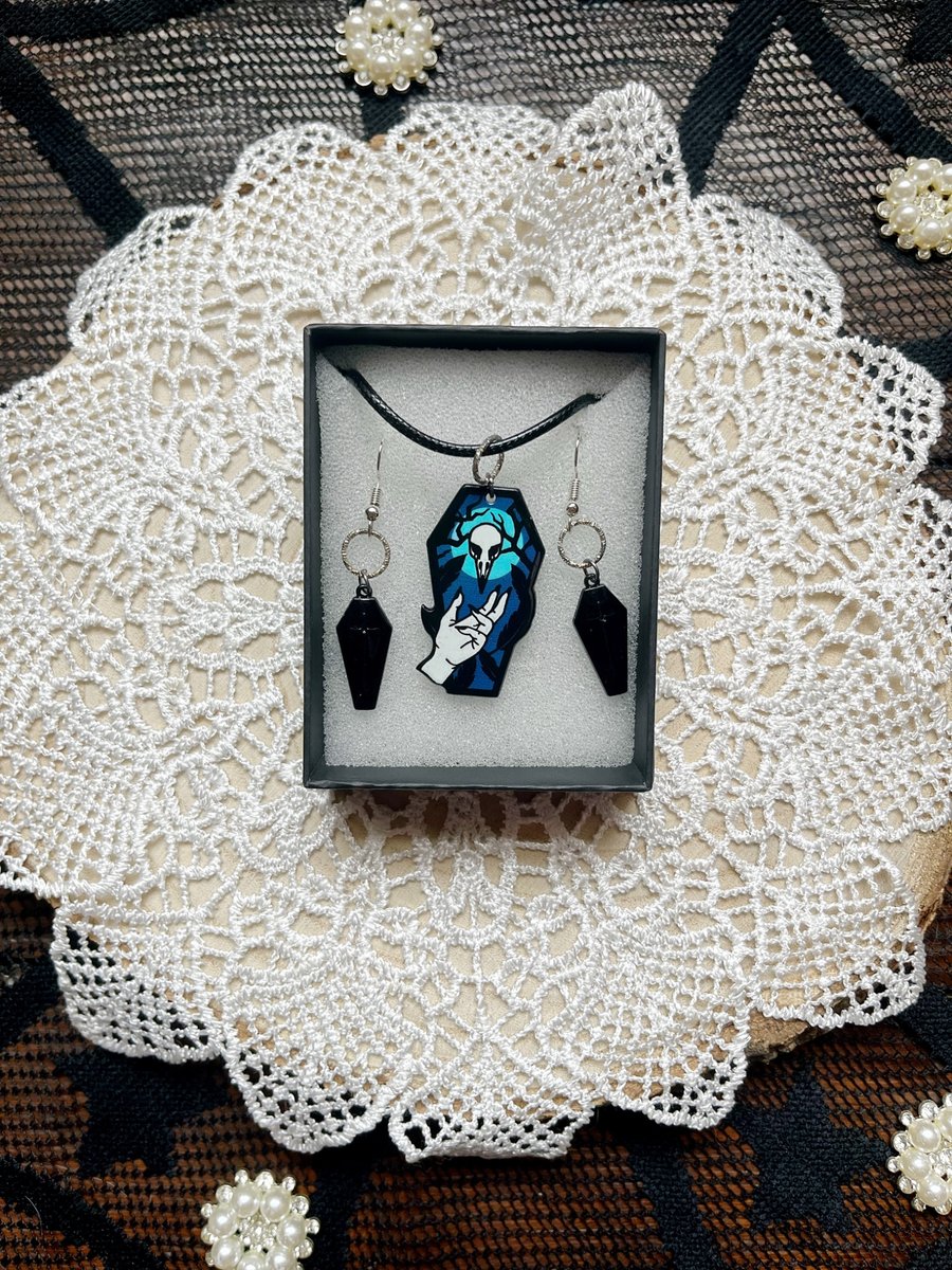 Gothic coffin necklace and earring set