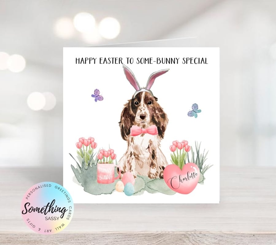 Personalised Easter Card - Watercolour Dog Theme Easter Card 85 different breeds