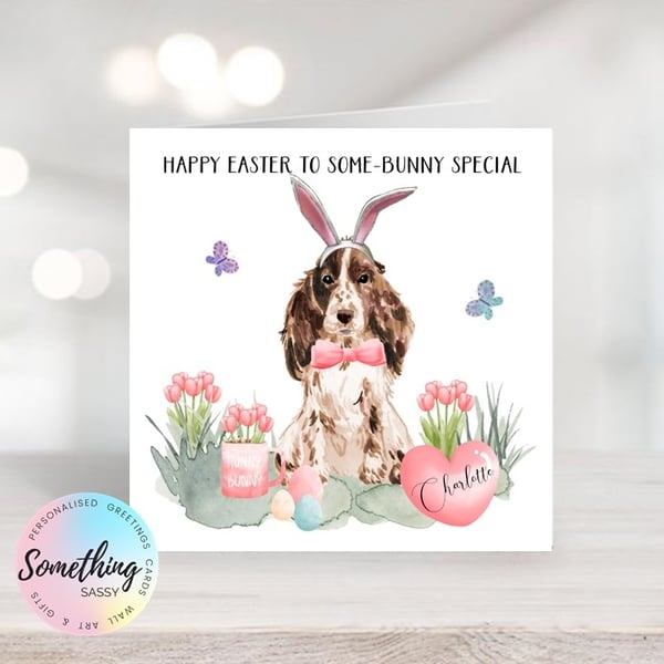 Personalised Easter Card - Watercolour Dog Theme Easter Card 85 different breeds