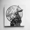 Moon Gazing Hare Vinyl Cut on Wood Panel with Silver Leaf Picture