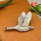 Swan Wooden Pin Badge