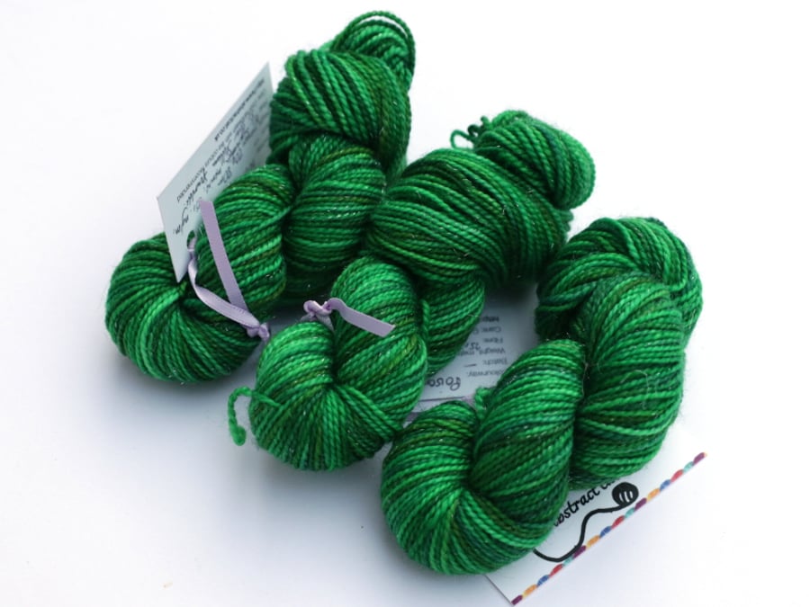 Poison - Silver sparkly superwash merino nylon mini skeins