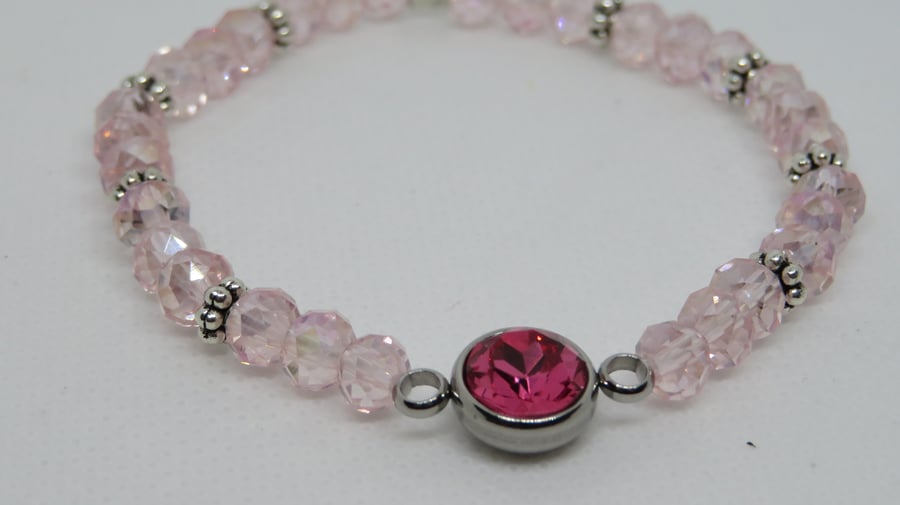 Pink Crystal Connector Bracelet