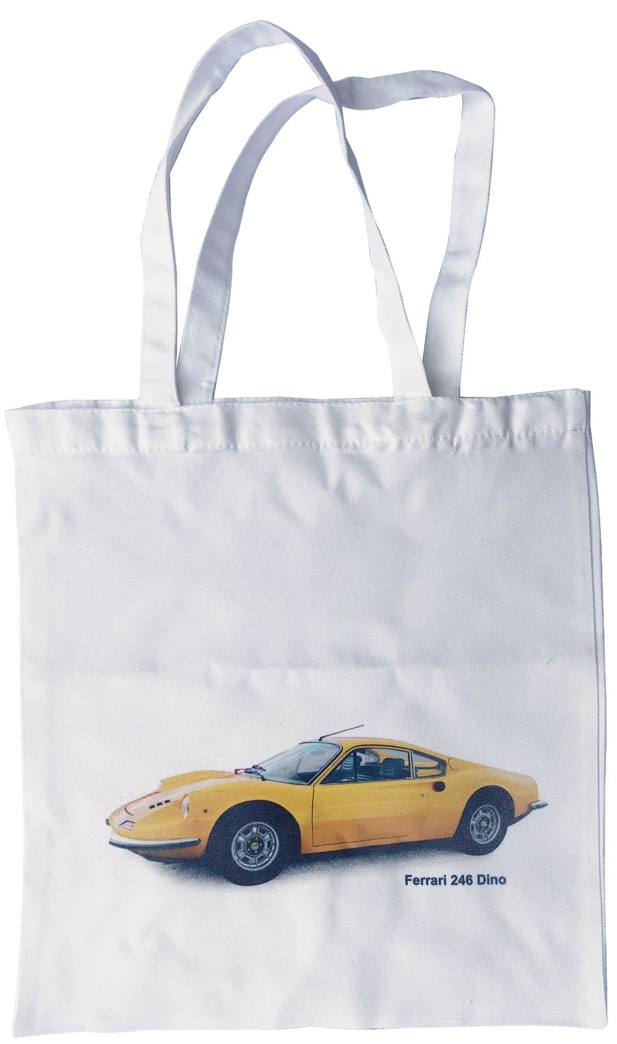 Ferrari 246 Dino (Yellow) - Shopping Tote Bag - Approx Size 39x37cm plus Handles