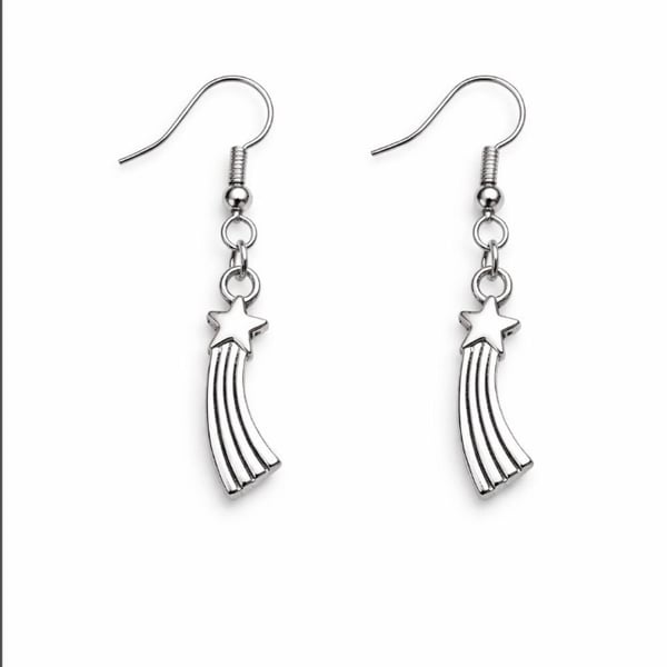 Shooting Star Earrings – Celestial Star Dangle Earrings, Sterling Hooks