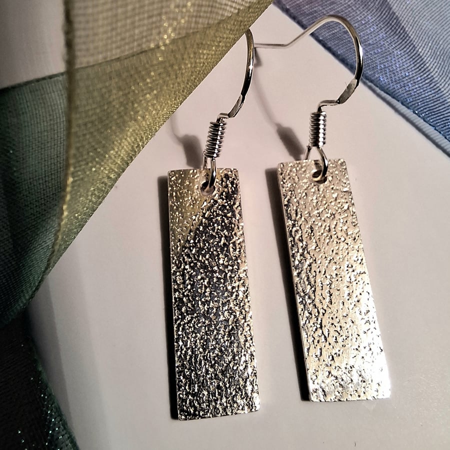 Sparkly Silver Bar Earrings