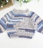 Newborn Crochet Baby Hat & Cardigan Set - Blue and Silver  - Image 9