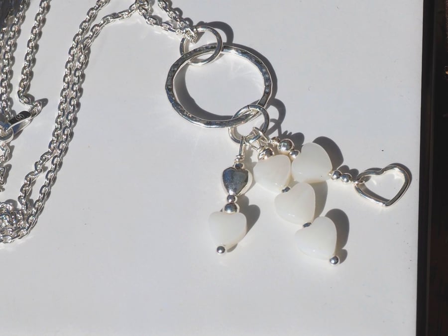 Mother of pearl and Sterling Silver Pendant Handmade Necklace 