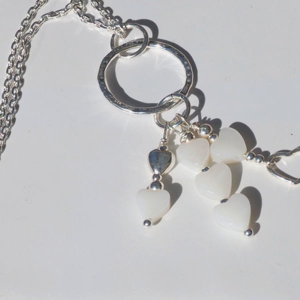 Mother of pearl and Sterling Silver Pendant Handmade Necklace 