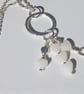 Mother of pearl and Sterling Silver Pendant Handmade Necklace 