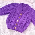 Unisex Cable and Arrow Patterned V Neck Cardigan, Custom Make, Aran Cardigan