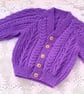 Unisex Cable and Arrow Patterned V Neck Cardigan, Custom Make, Aran Cardigan
