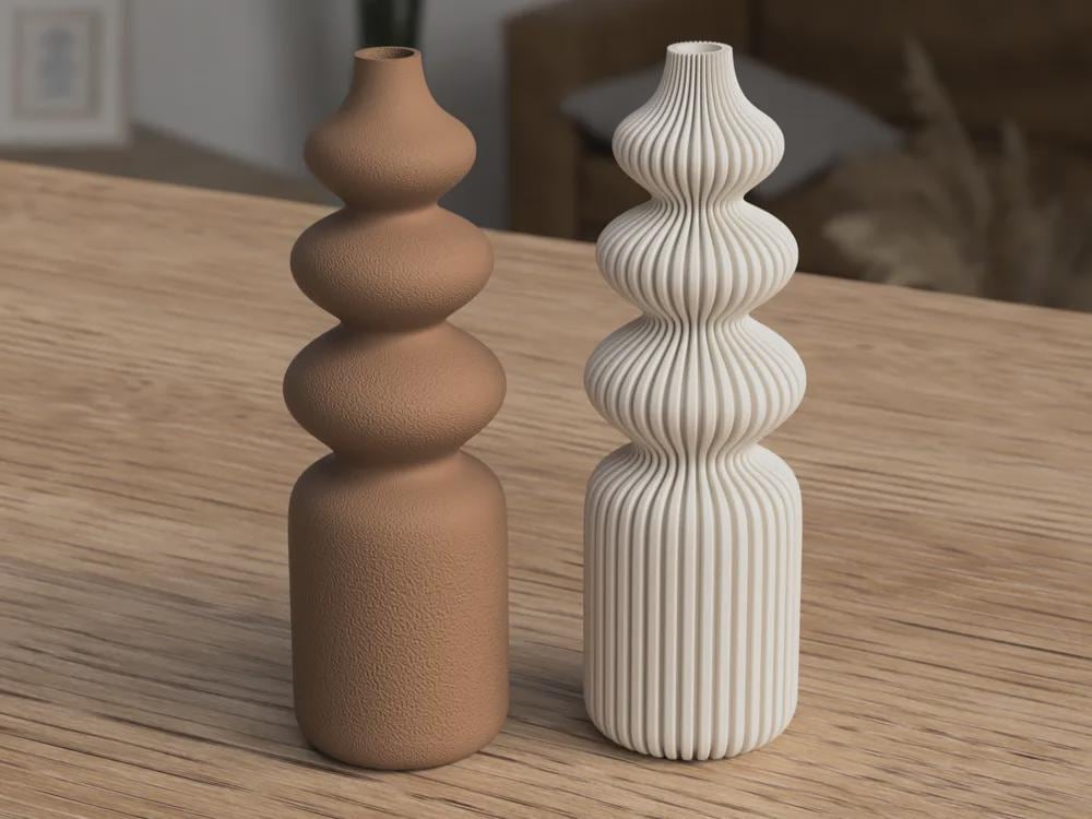 Nordic Vase Ribbed or Fuzzy Texture Japandi Minimalist Decor Scandinavian Style 