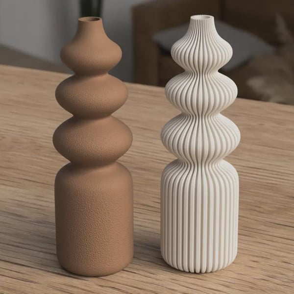 Nordic Vase Ribbed or Fuzzy Texture Japandi Minimalist Decor Scandinavian Style 