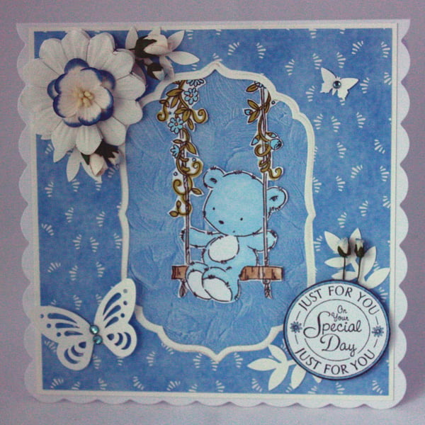 Bear on a swing Special Day card 