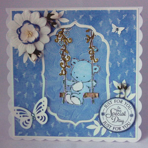 Bear on a swing Special Day card