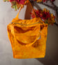 Handmade Padded Cotton Cosmetic Make Up Bag in Mango Butterfly Melody Fabric