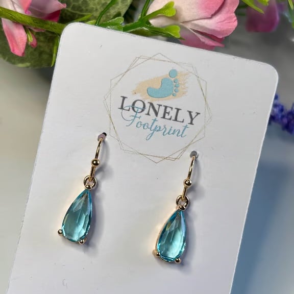 Blue Crystal Earrings, Pendant Earrings, Handmade Jewellery 