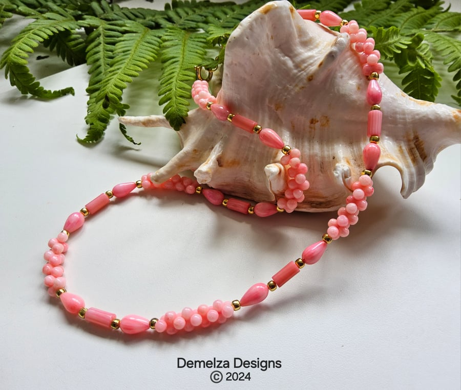 Designer Eco Bamboo Coral Gold Vermeil (Over Sterling Silver) Necklace