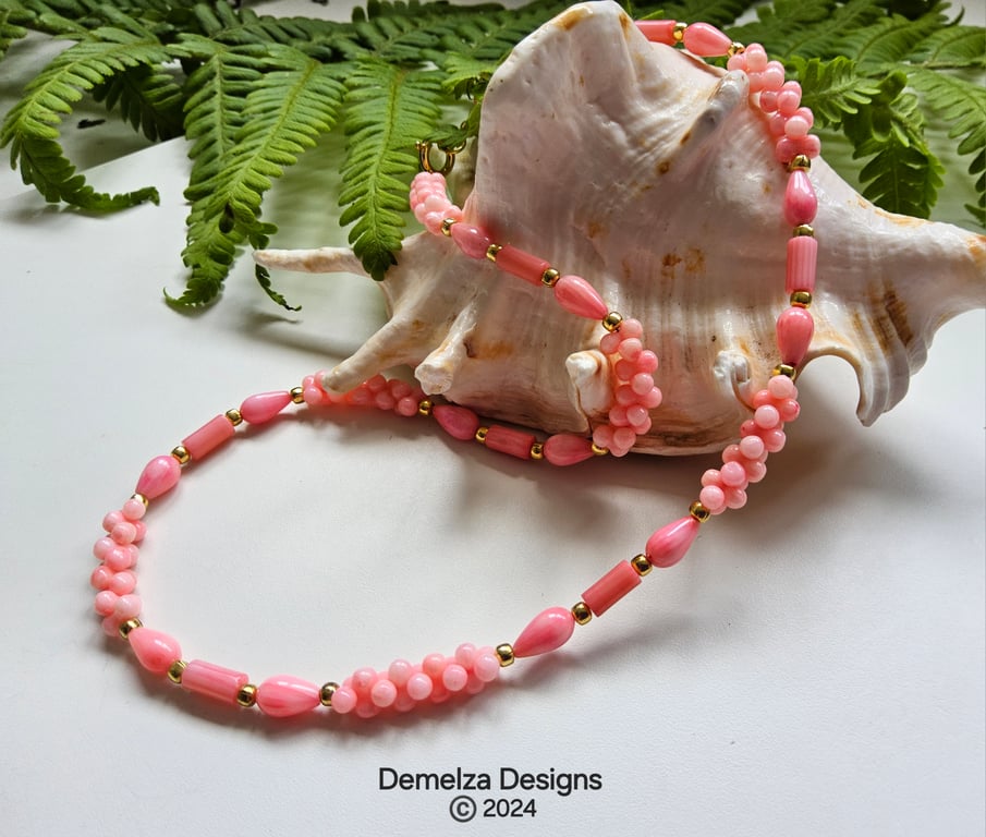 Designer Eco Bamboo Coral Gold Vermeil (Over Sterling Silver) Necklace