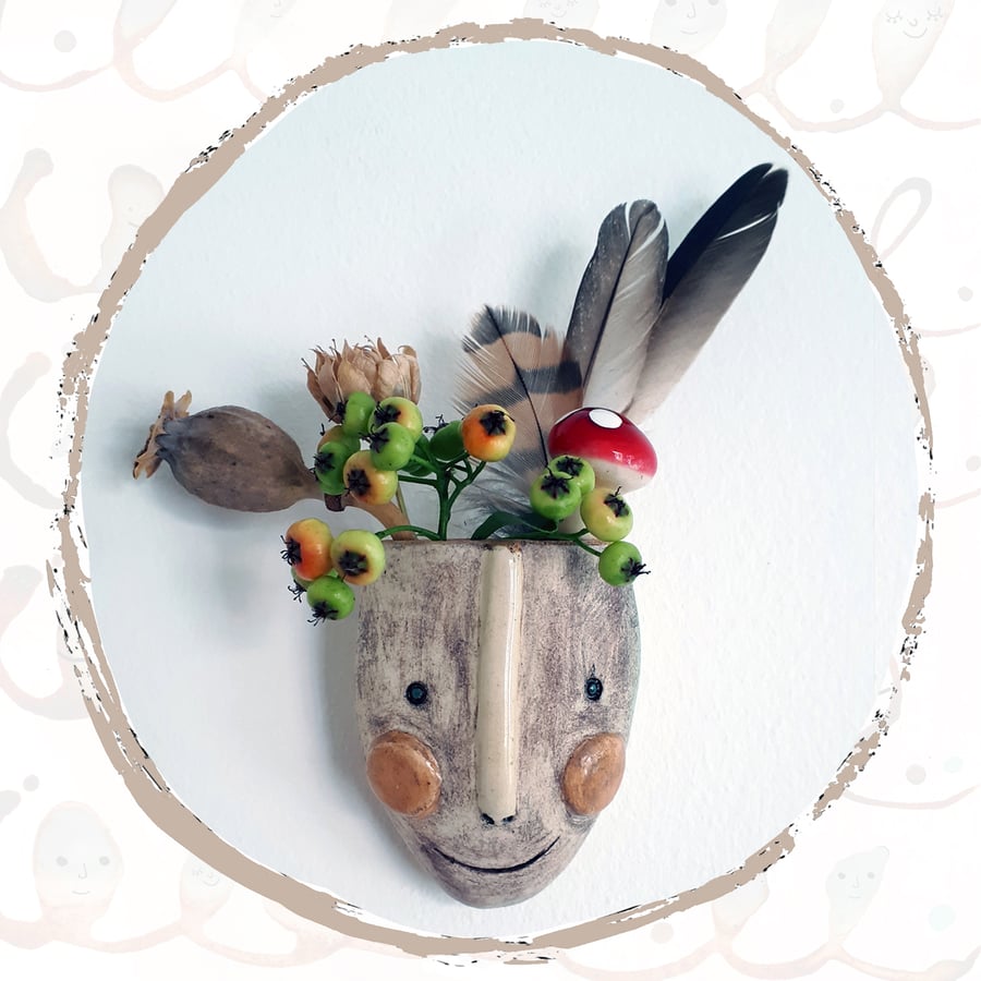 Wall mounted ceramic art. Tiny Treasures - nature display