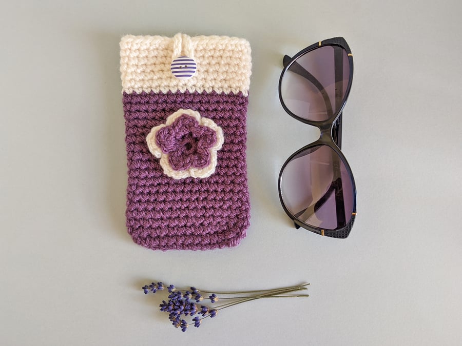 Sunglasses Glasses Case - Purple & Cream