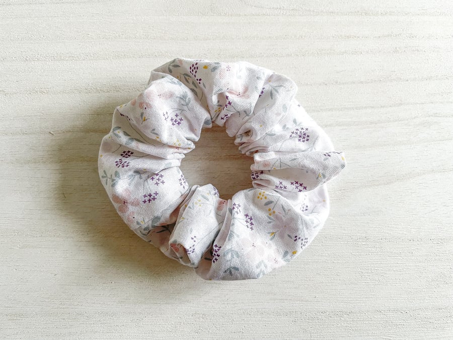 Delicate Floral Cotton Scrunchie, Flowery Scrunchies, Hair Accessories, Gifts