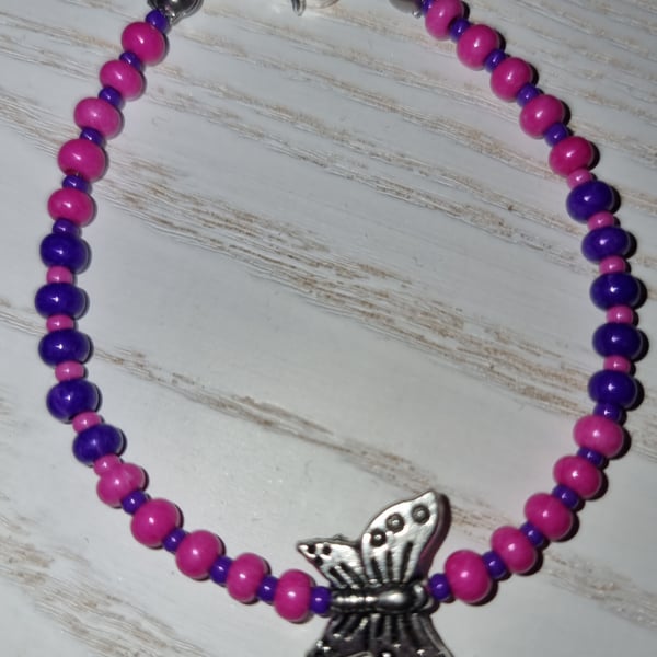 Kids Pink and Purple butterfly bracelet 