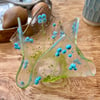 Fused glass forget-me-not handkerchief candle holder