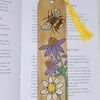 Pyrography bee and flowers wooden bookmark stocking filler gift for a bee lover 