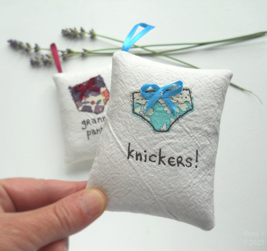 freehand embroidered lavender bag sachet hanging decoration 