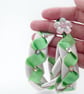 Handmade Green & Light Pink Ribbon Phone Strap with Beads & Floral Embellishment - Image 3