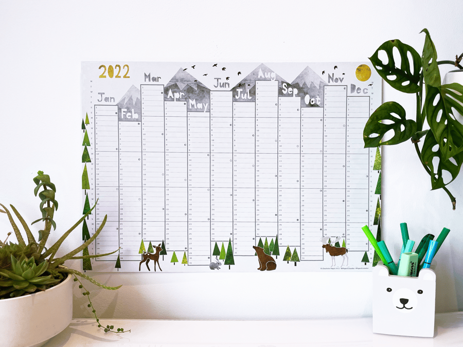 Animal 2022 Wall Planner Calendar
