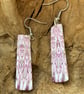 Patterned Pink and White Drop Earrings - Image 2