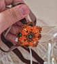 Orange Lace Pendant Necklace – Handmade Tatted Jewellery with Pearls - Image 4