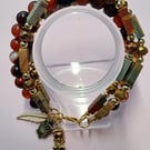 Agate and Jasper Stack Charm Bracelet Handmade