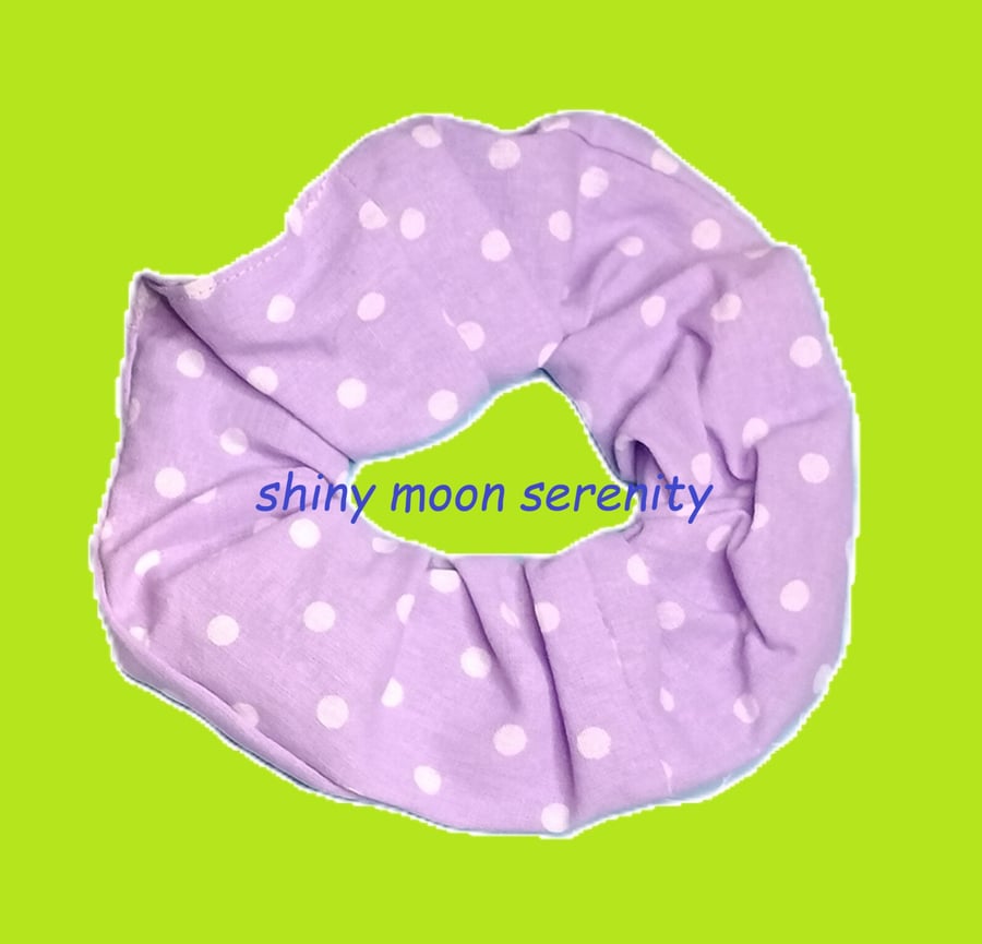Large Scrunchie, White Dots on Lilac