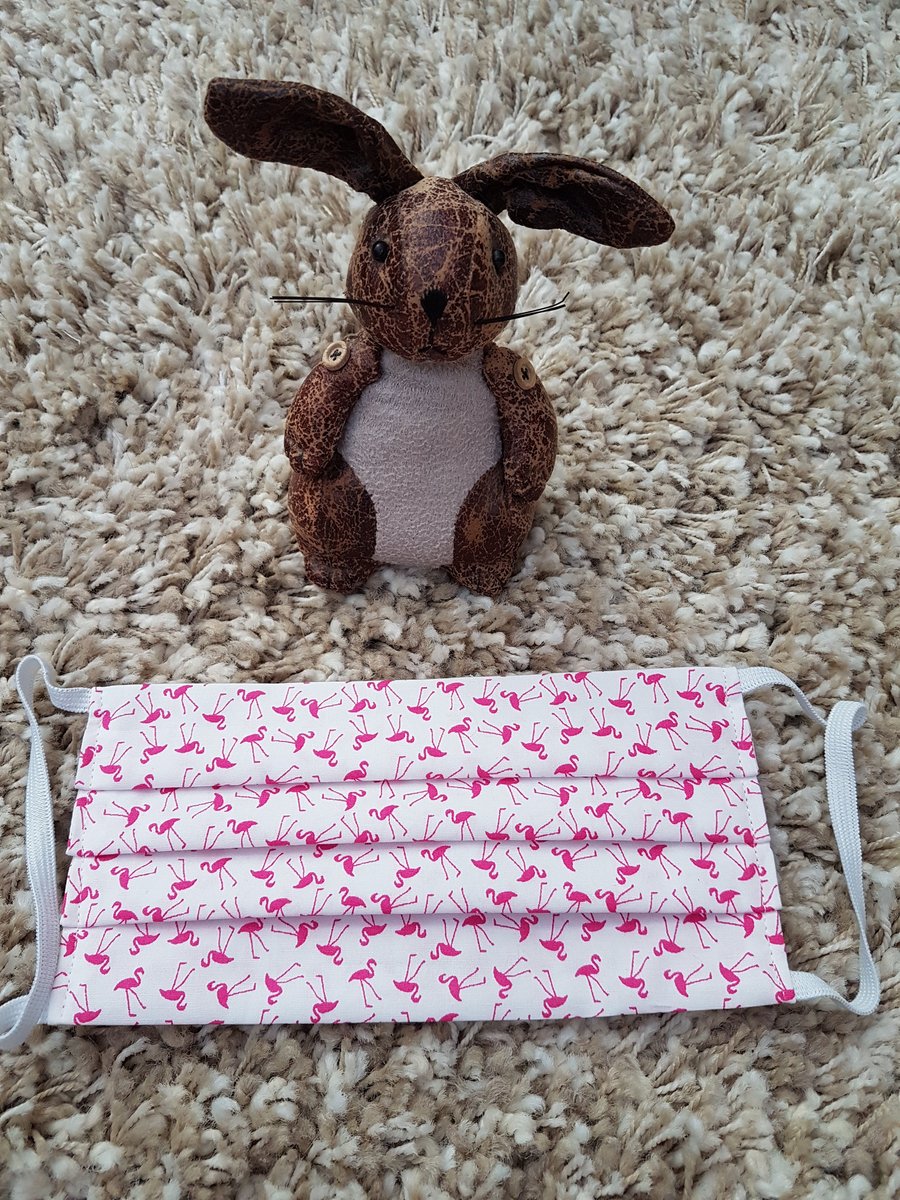 Adult face covering – Tiny pink flamingo print
